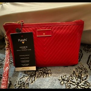PurseN red getaway wristlet makeup bag